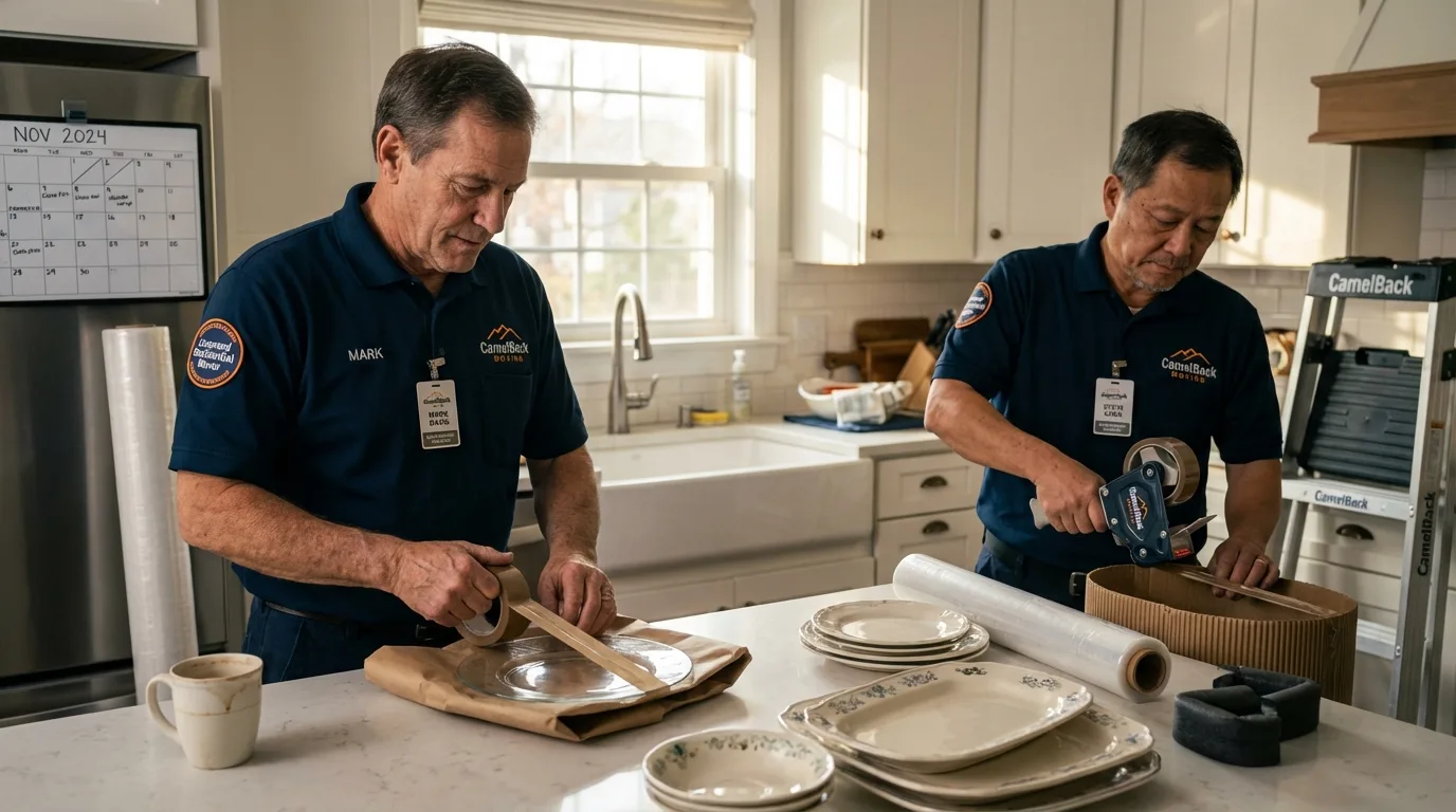 Professional crew packing kitchen dishware in Pennsburg, PA